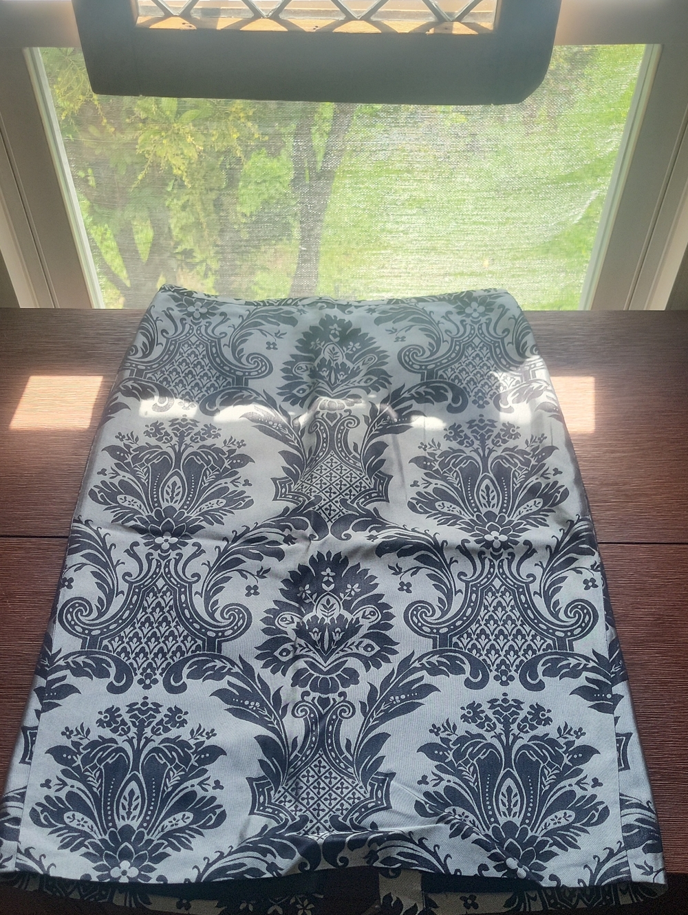 LOFT Silver And Black Floral Lined Skirt